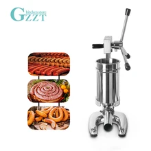 GZZT Manual Sausage Maker Stainless Steel Sausage Meat Stuffer Filling Machine With 4 Funnels Sausage Filler Kitchen Meat Tools zonesun sf5 v manual sausage meat stuffer stainless steel vertical sausage filling machine meat processor sausage stuffer