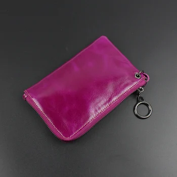 

women retro oil wax wallet genuine leather wallet bag Mini cowhide coin bag