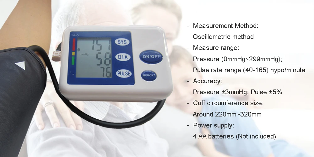 ЖК-экран цифровой монитор артериального давления на руку измеритель сердечного ритма для личной гигиены+ сумка для переноски+ Адаптер для AC-DC