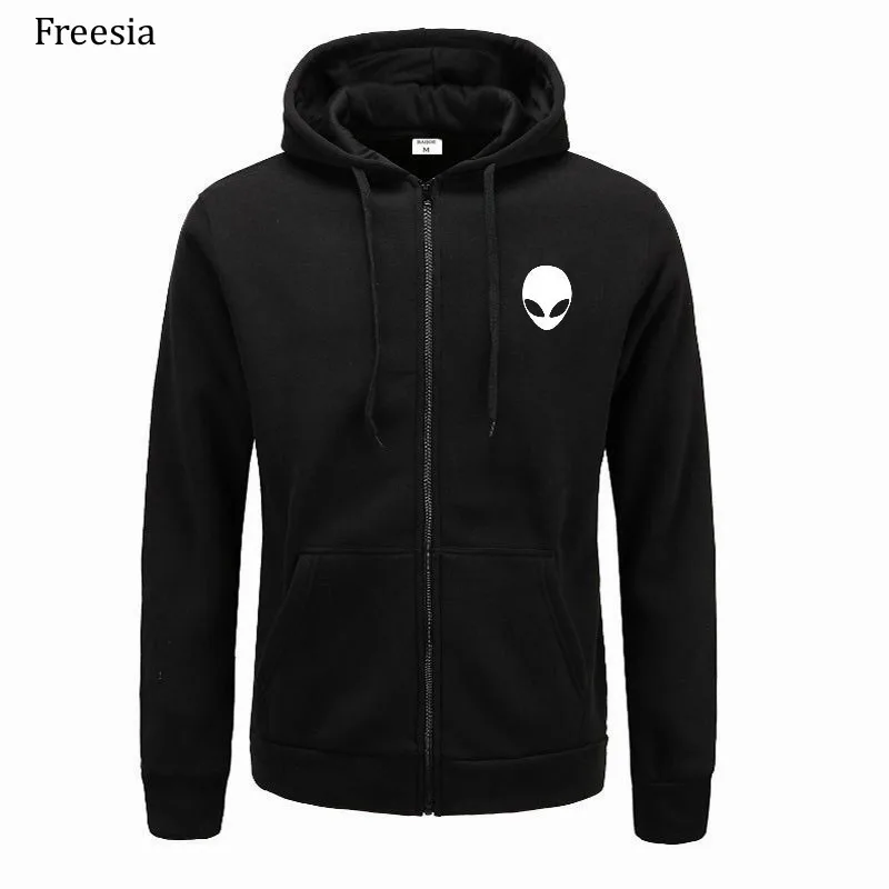 

New men's hoodies fleece autumn and winter high quality hooded hoodies fun alien print large size hoodie