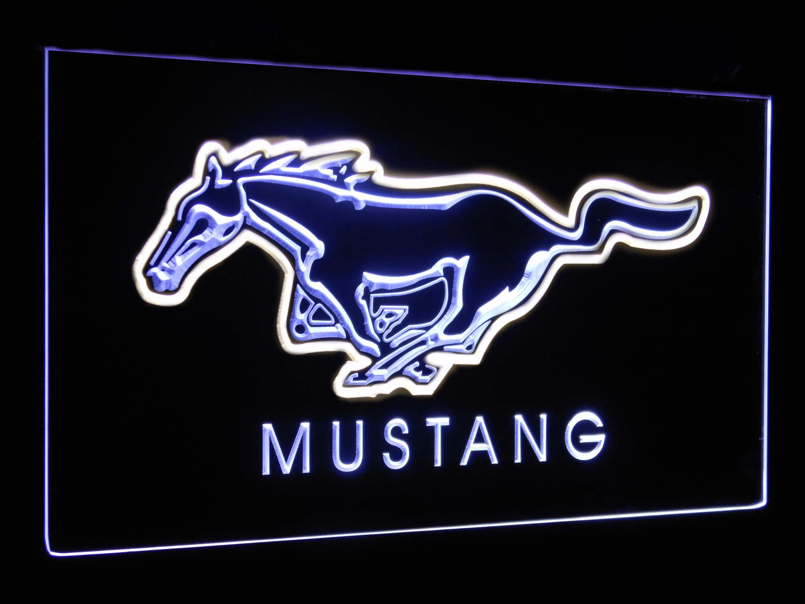 Mustang Ford Horse автомобильный бар украшение подарок двойной цвет светодиодный неоновый светильник вывески st6-d0054 - Цвет: White and Yellow