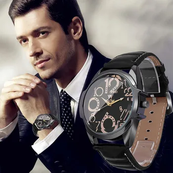 

Luxury Men Watches Business Large Dial Watch Fashion Leather Belt Quartz Watch Wrist Watch Horloges Mannen Drop.4.2