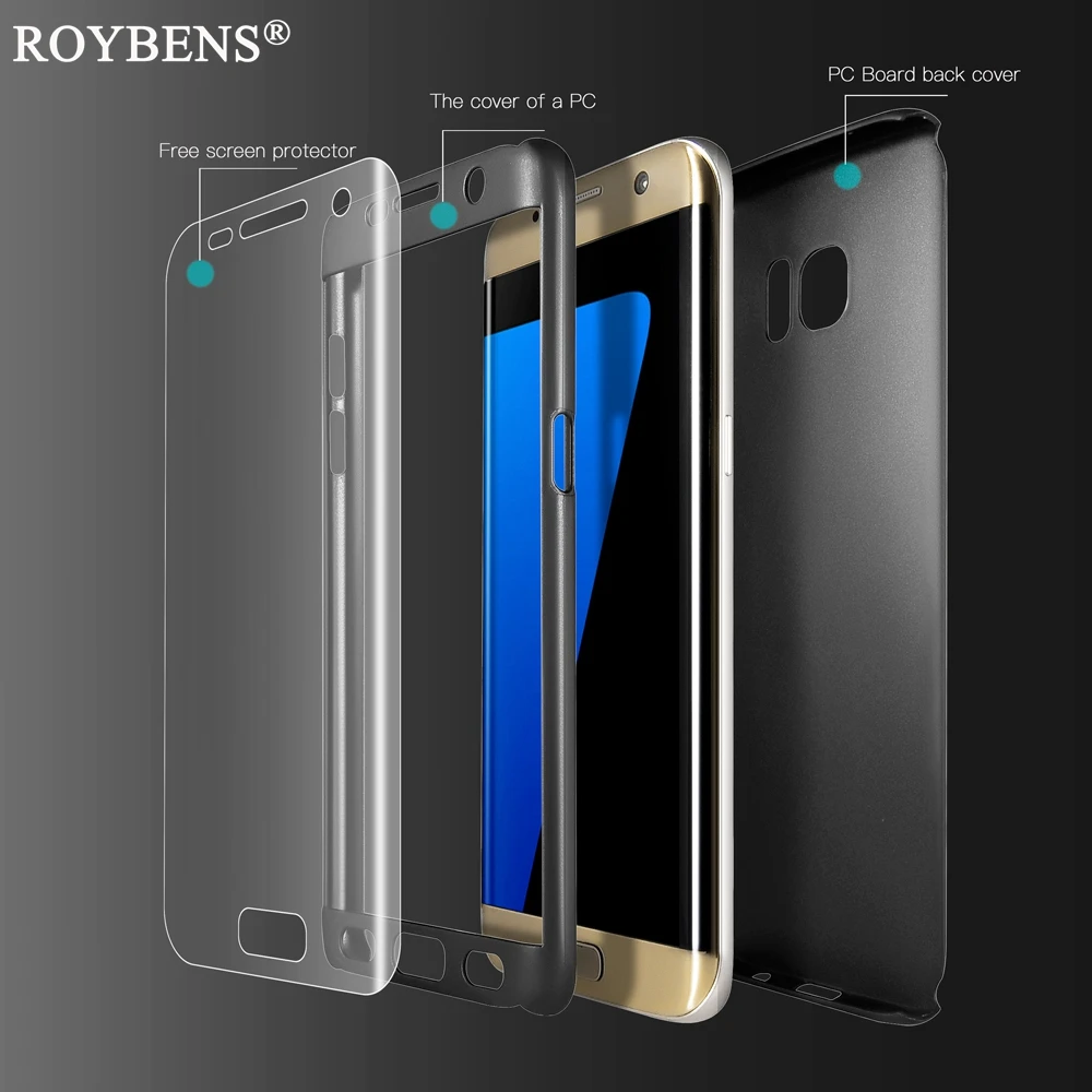 S7/S7 Edge чехол Roybens 360 градусов Полная защита корпуса для samsung Galaxy S7 мягкая защитная
