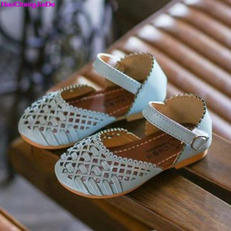 HaoChengJiaDe Girls Sandals Full Size Summer Kids Shoes Closed Toe Cut