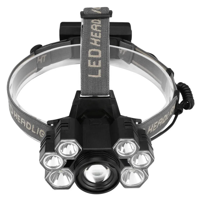 XML T6 LED Headlamp Rechargeable 6 LED Head Light Flashlight Torch Lamp 5 Modes Led Headlight Button Switch Zaklamp 35FY2107