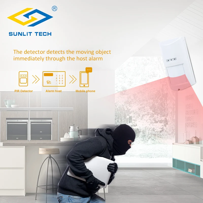 Sensor de Movimento ao ar Inteligente com Fio Sistema de Alarme Detector de Movimento à Prova Livre Dual-tecnologia Lente Grande Angular Infravermelho Microondas d' Água Pir 10 Sensor e detector