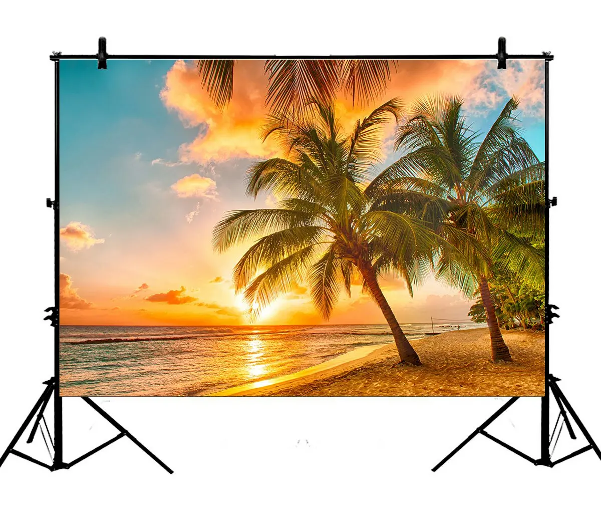

5x7ft Palm Beach Sunset Polyester Photo Background Portrait Backdrop