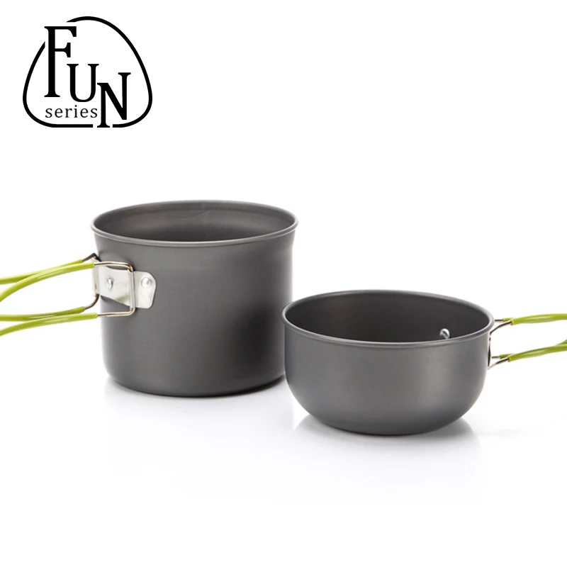 FunSeries Non-stick Pots Pans Bowls Portable Outdoor Camping Hiking Cooking Set Cookware free shipping | Спорт и развлечения