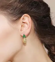  Elegant Pineapple Fruit Shiny CZ Zircon 925 Silver Needle Female Stud Earrings Wholesale Jewelry Women Valentine's Day Gifts 