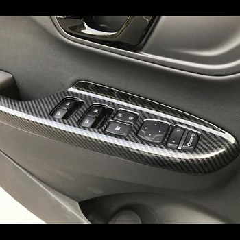 

For Hyundai Kona Encino 2018 2019 ABS Carbon fibre LHD Car Window glass Lift Door Panel Cover trim Car Styling accessories 4PCS