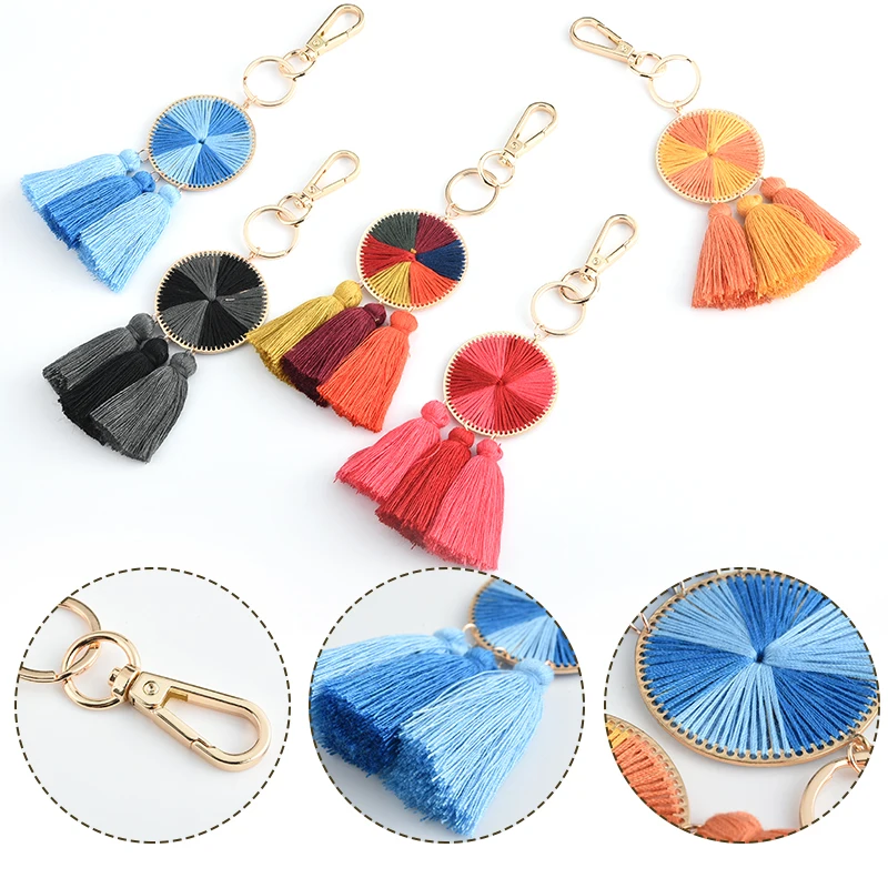 Fecilia 2019 Trendy Handmade Alloy Tassel Bohemian Bag Pendant Keychain Women Ethnic Key Chain Bag Parts & Accessories
