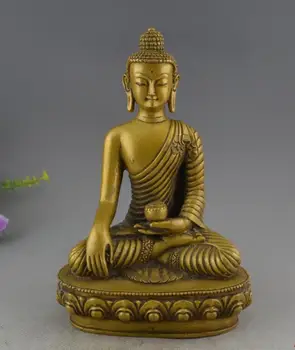 

Tibet Buddhism Brass Medicine Buddha Dragon Robe Sakyamuni Statue