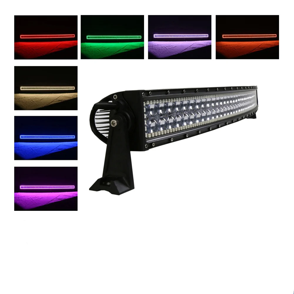 

Curved 180w 4D CreeLeds light bar 32"  RGB halo Ring Strip kit 4WD 4x4 Driving offroad car working lamp SUV+ Free wireharness