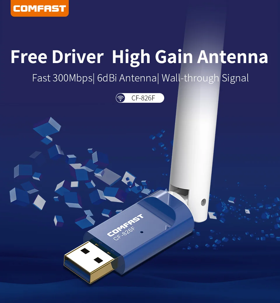 Comfast CF-826F 6dbi Antenna USB wifi Adapter Wireless network Card 802.11b/n wifi antenna transmitter PC WI-FI LAN Receiver