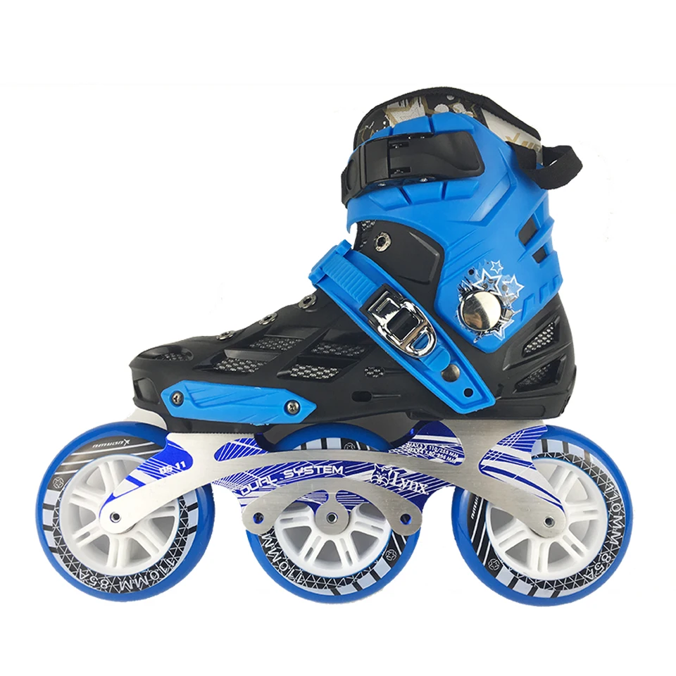 المهنية الكبار الأسطوانة أحذية التزلج عالية حذاء من الجلد 3*110 مللي متر للتغيير سباق التعرج سرعة Patines شحن سباق الزلاجات F040