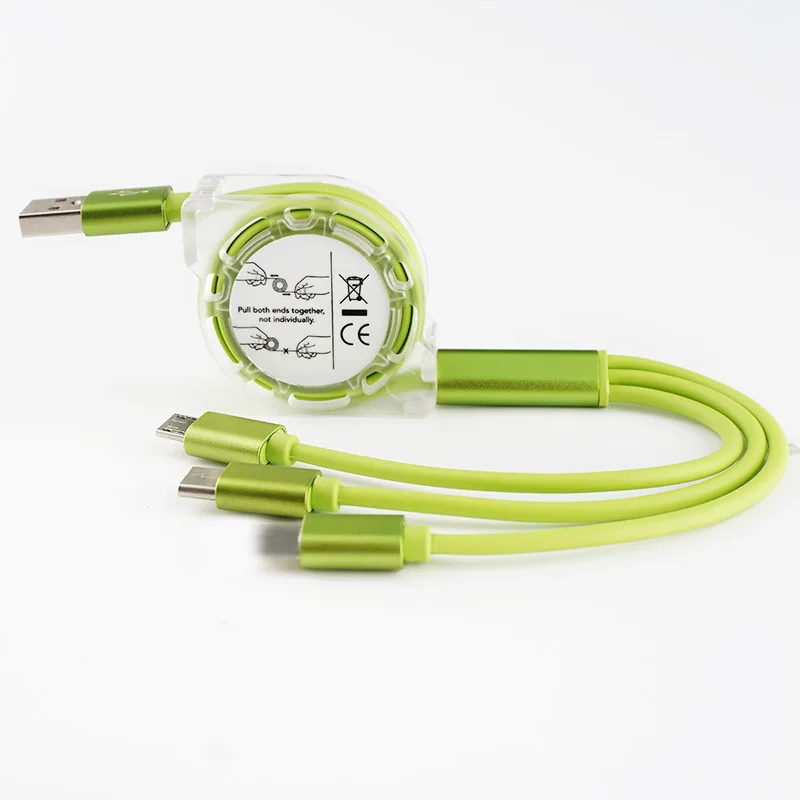 ONEVAN 3 в 1 Выдвижной mi cro USB зарядный кабель мульти зарядный кабель USB C type-c универсальный кабель Шнур для Xiaomi mi 9 8 samsung - Цвет: green