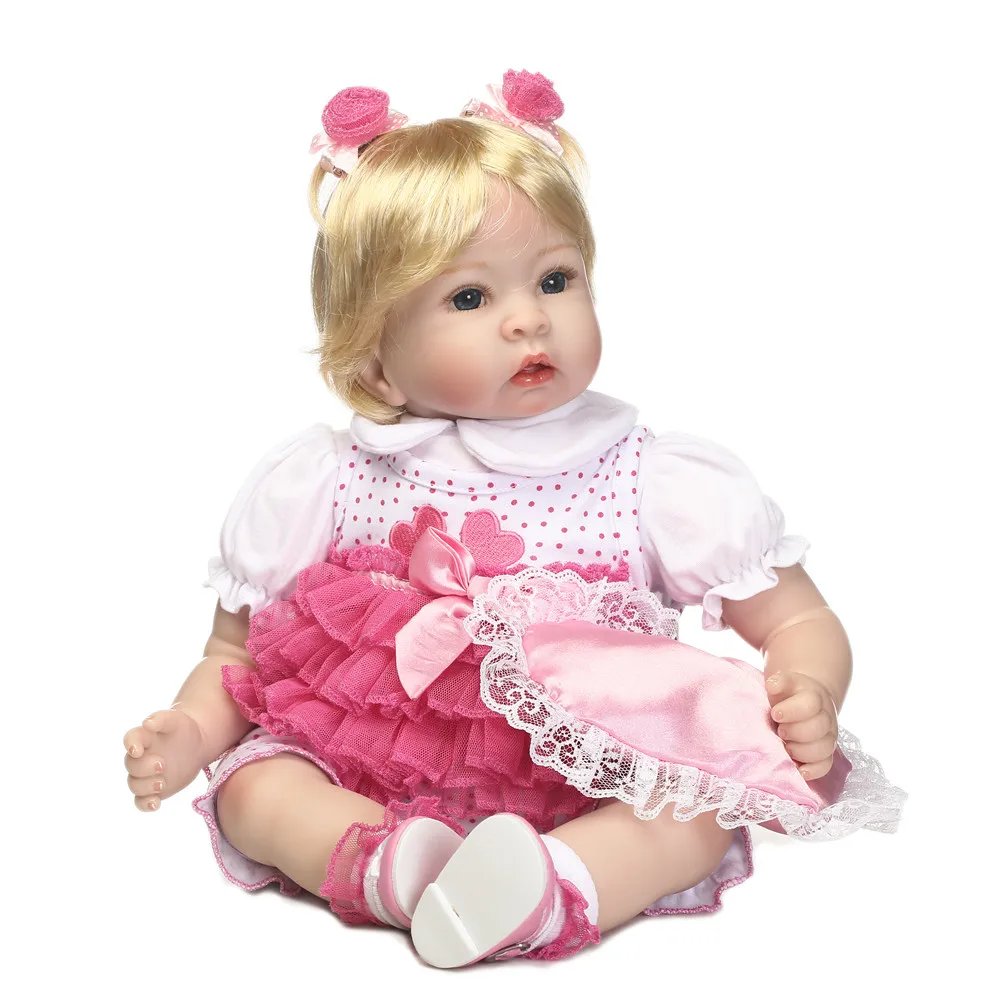 Кукла Reborn Baby 22-дюйма 55 см Силиконовая виниловая девочка-кукла светлые волосы Одежда для куклы живой малыш ребенок Рождественский подарок для детей
