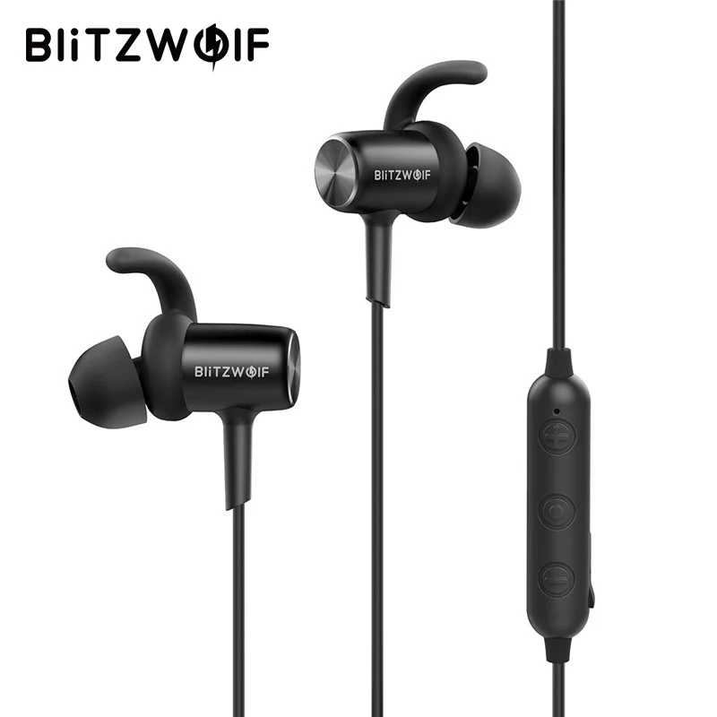Goede Blitzwolf Sport Bluetooth Oortelefoon Met Microfoon In Ear Oortelefoon IPX4 Waterdichte Magnetische Adsorptie Draadloze Headset Voor telefoon