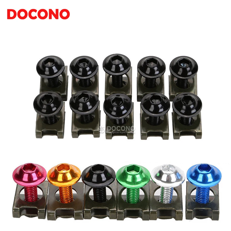 

Universal 10pcs 6mm Fairing Body Bolts Screw Nuts For SUZUKI gsx 250r gsx-r750 gsr 250 For YAMAHA fjr 1300 force l yzf r15 etc.