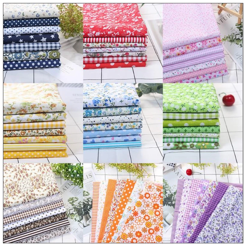 

Cotton Print 7pcs 25x25cm Mixed Printed Cotton Sewing Quilting Fabrics Basic Quality for Patchwork Needlework DIY Handmade Cloth