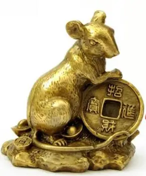 

Chinese zodiac rat Brass small place A thriving business mouse copper money rat