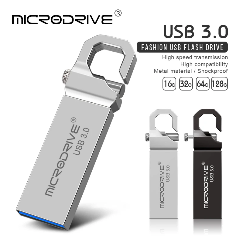 

USB 3.0 Flash Drive Metal Pendrive 4GB 8GB 16GB 32GB 64GB 128GB USB Stick cle usb Personalized Logo Pen Drive Key Ring USB Flash
