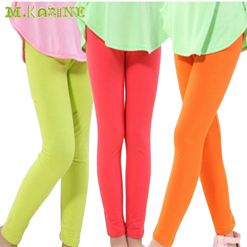 

New Fashion Solid Candy Color Baby Girls Leggings Spring Autumn Cotton Girl Trousers Elastic Pantalon For 2-13Y Children Clothes