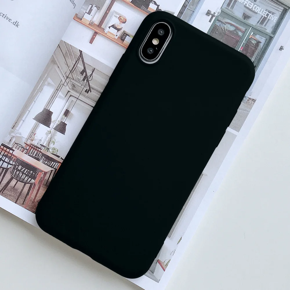 KIPX1124B_1_JONSNOW Pure Color Silicone Case for iPhone XS XR XS Max 6 6S 6P 7 8 Plus Ultra-thin Matte Dirt-resistant Soft TPU Solid Cover