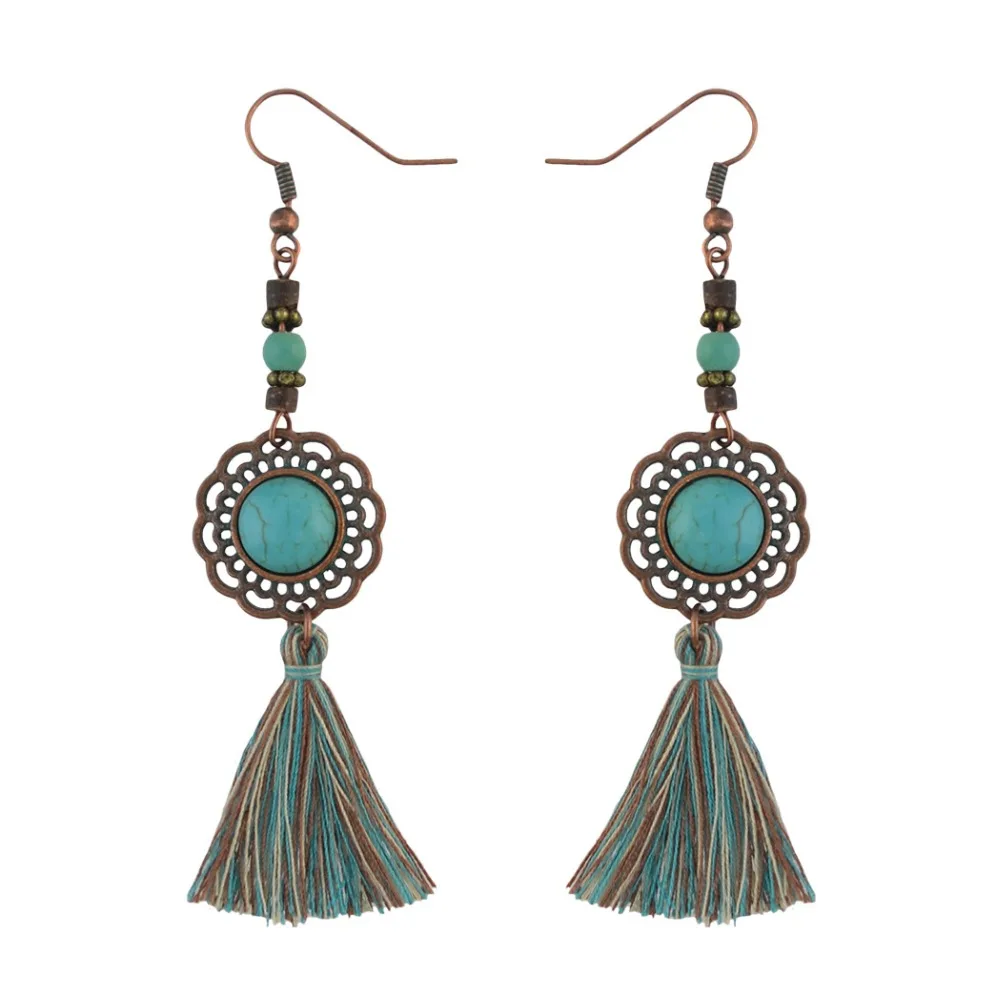Women earrings retro luxury big square turquoises stone earrings drop for women