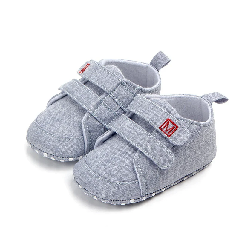 Осенняя парусиновая обувь для маленьких мальчиков и девочек; высокое качество; с двумя ремешками; для новорожденных; для малышей; модные первые ходунки для детей 0-18 месяцев - Цвет: QH