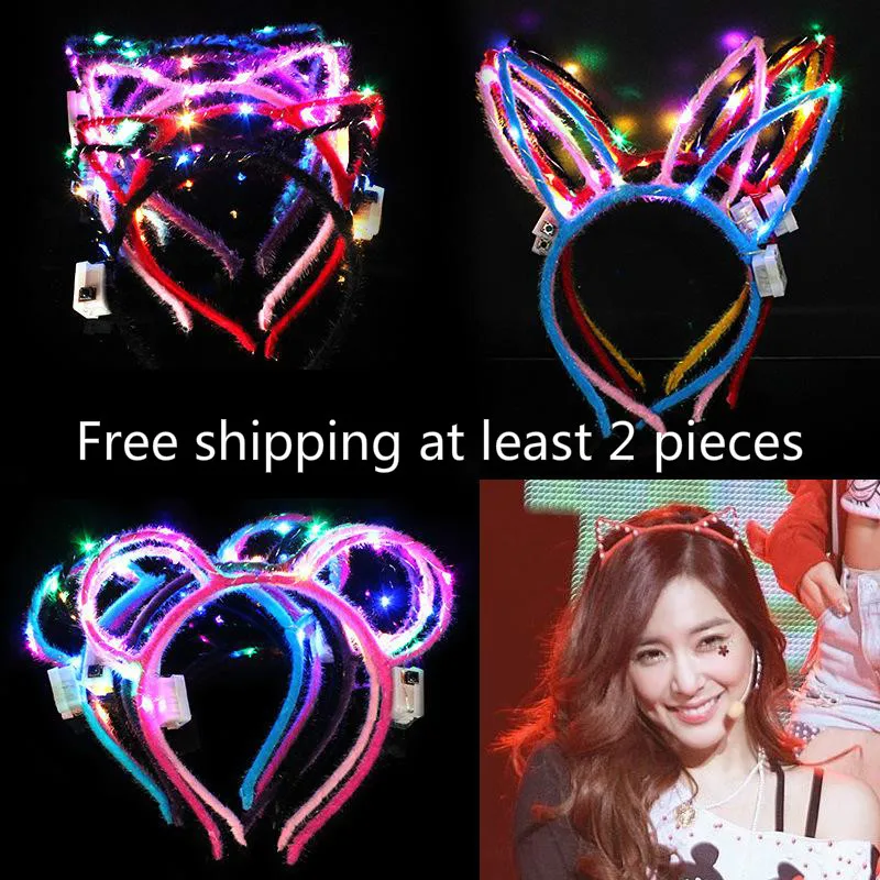 

2018 New Glow Rabbit Ear Hair Hoop Bunny Glow Headband Night Market Hot Toys