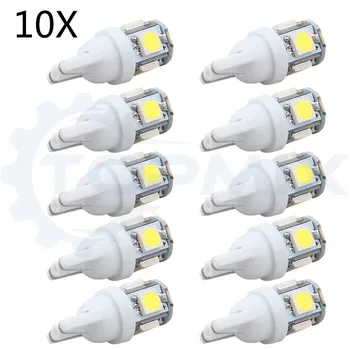 

10Pcs/lot T10 W5W 168 194 2825 5SMD 5050 LED Car Side Wedge Tail Light Lamp Bulbs Auto Interior Light White/Blue/Red/Yellow/Pink