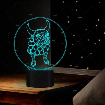 

Lovely bulldog shapes LED illusion night lights 7 changing colors touch switch creative gift to kids room hotel home decor