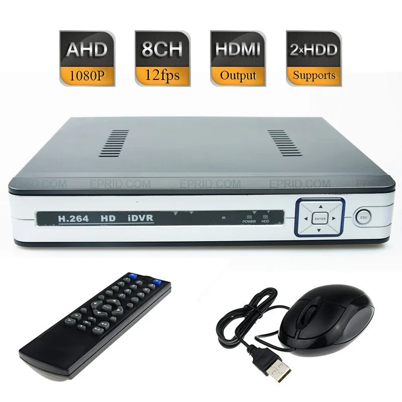 

8CH 12fps AHD-H 1080P Hybrid DVR CCTV Security NVR HVR HDMI Output 2SATA SDVR