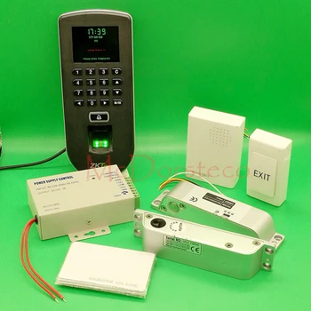 

DIY Full Door Access Control System F19 Fingerprint Access Control Kit with surface Bolt Lock Wooden door Access Control Lock