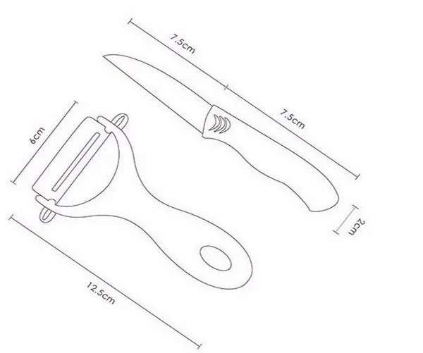 100 компл./лот, 2 Шт./компл. Фруктовый Нож Нано-керамическая Посуда Керамическая Нож+ Овощечистка фруктовый нож Набор Место