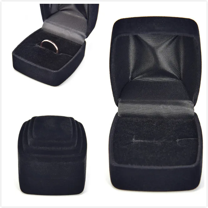 

1pc Velvet Jewelry Box For Finger Ring Wedding Jewelry Storage Boxes Black Jewelry Gift Display Package