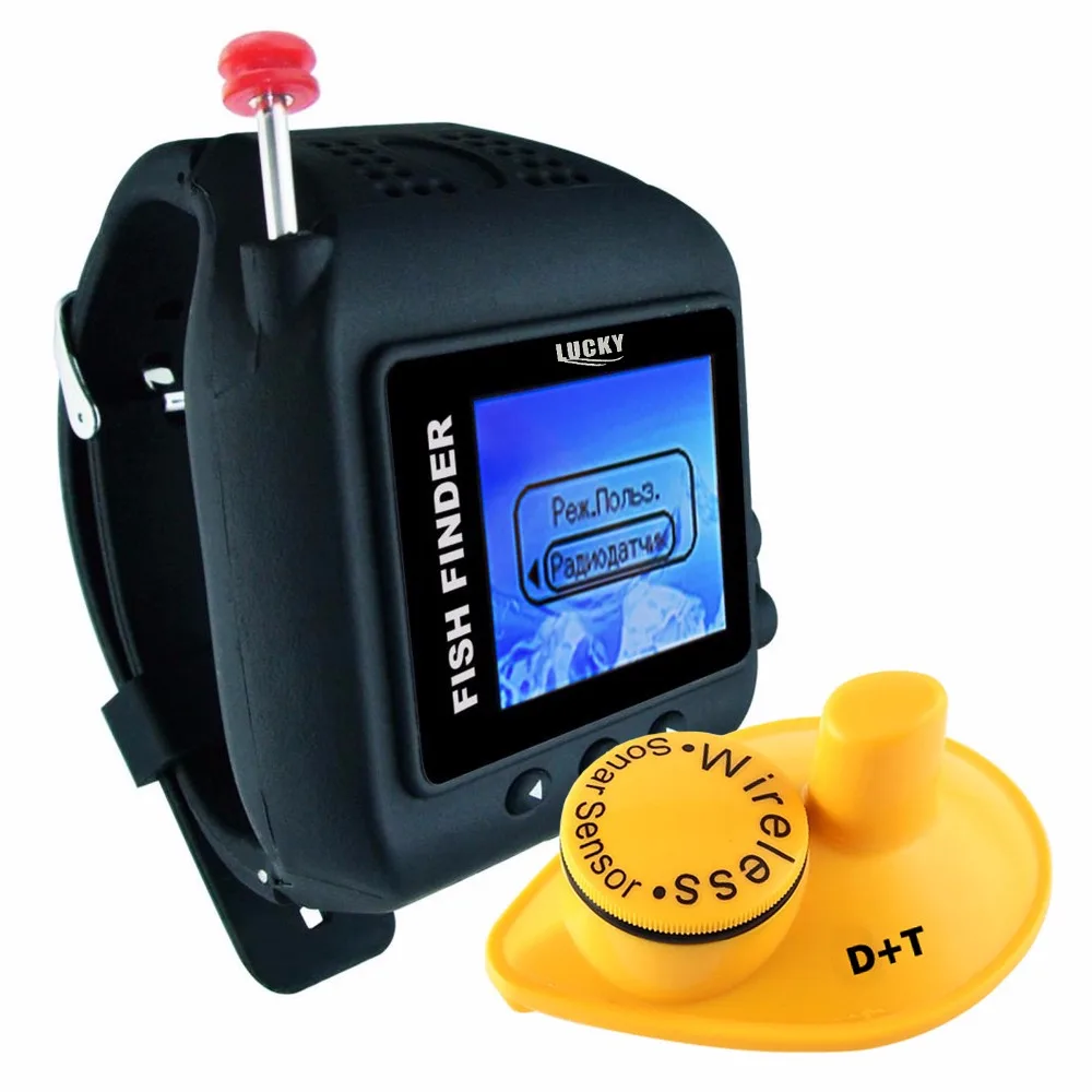

LUCKY Russian Version Digital Waterproof 1.77" Colored Watch Type 197Feet (60Meters) Range Wireless & Clock Mode Fish finder
