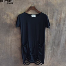 The New Decadent Hole Bottom Design Europe And United States City Boy Men Short Sleeve T Shirt Clothing Personality T Shirts