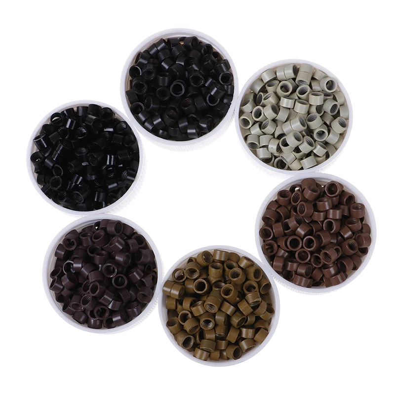 500pcs/bottle 4.5mm Micro Ring Beads Silicone Bead Link Microringen For Feather Human Hair Extension Tools