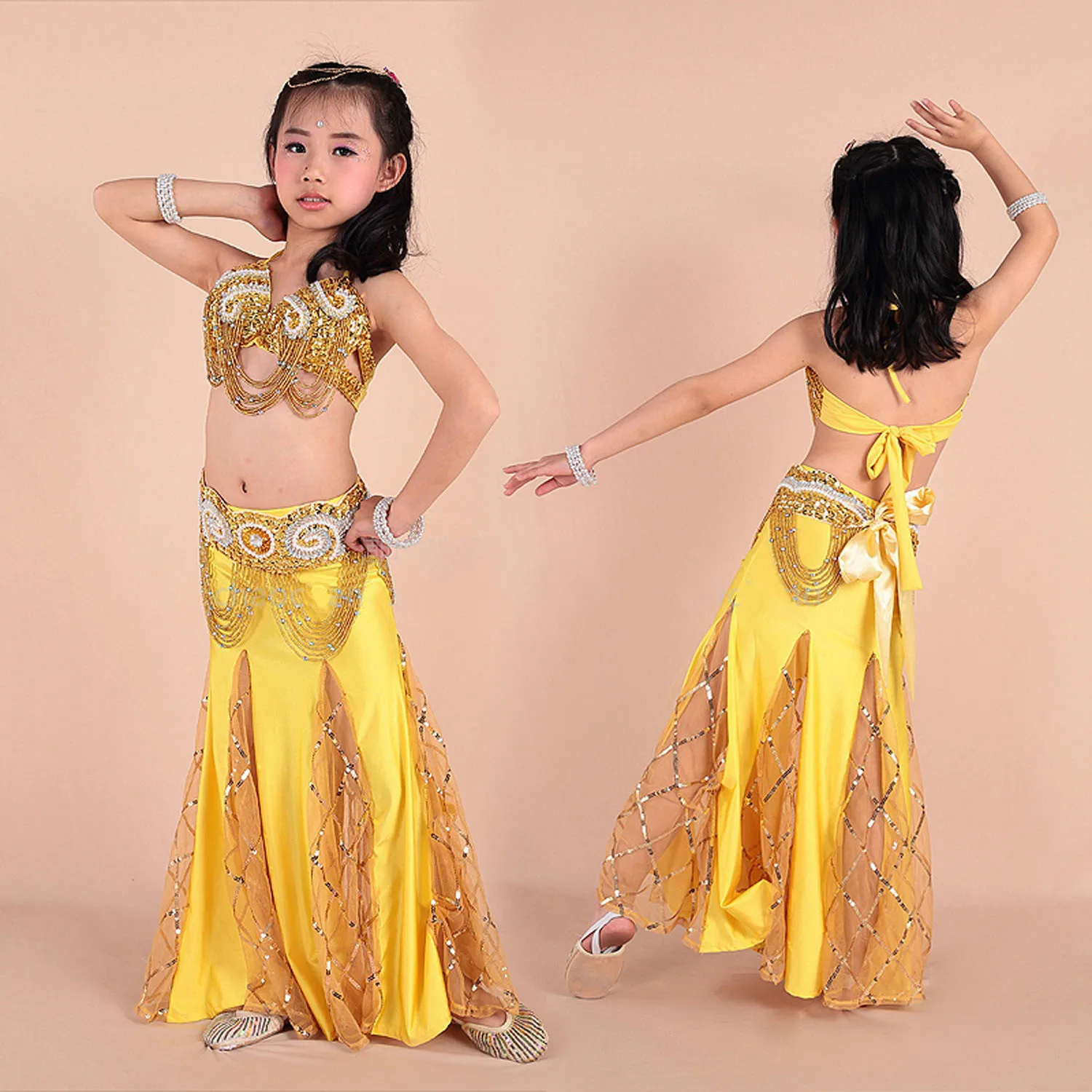ChildBellyDanceCostumeBraBeltDressIndianDanceDressforKids