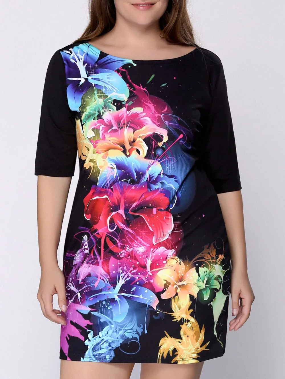 

Plus Size Women Clothing 2019 Summer Dress Big Size 6XL Women Dress Print 5XL Dress Black Casual Mini 4XL Party Dresses Vestidos