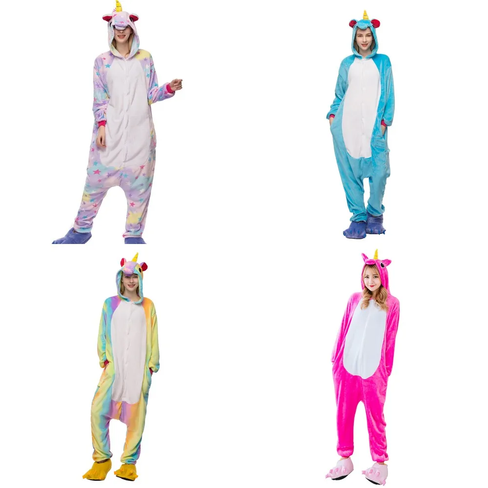 

Unicorn Kigurumi Animal Print Pajama Sets Adult Onesie Hooded Women Sleepwear Nightgown Unicornio Pijama Pyjamas