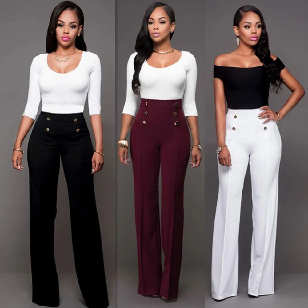 Women's Plus Size High Waist Wide Leg Fashion Pants Waist Trousers  Bellbottoms|high waist wide leg|wide legfashion trousers - AliExpress