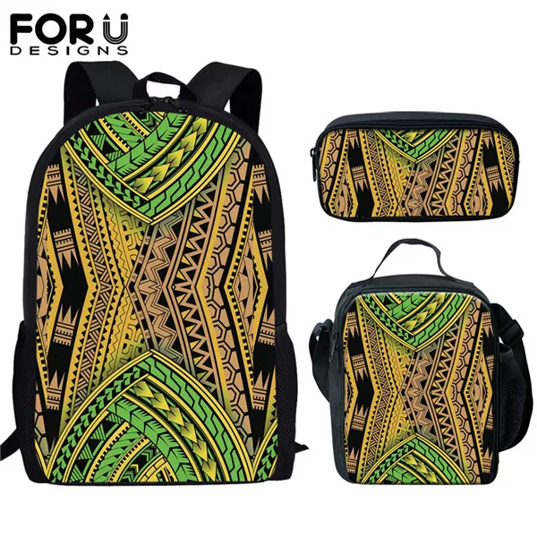 FORUDESIGNS Polynesian Traditional Tribal Print 3pcs Primary Kids School Bags Set Children School Backpack Satchel Shoulder Bags - Цвет: HX397CGK