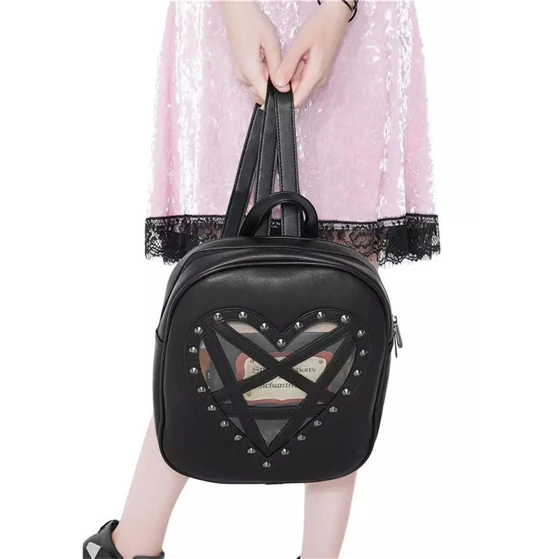 Punk-Gothic-Backpack-Dark-Black-PU-Leather-Harajuku-Rivets-Shoulder-Bag-Transparent-Heart-Vintage-Women-Steampunk(2)