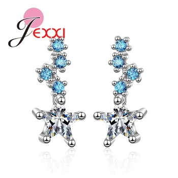 

Hot Sale Star Design Shiny Rhinstone 925 Sterling Silver Stud Earring For Charming Woman Girls Trendy Christmas Festival Gift