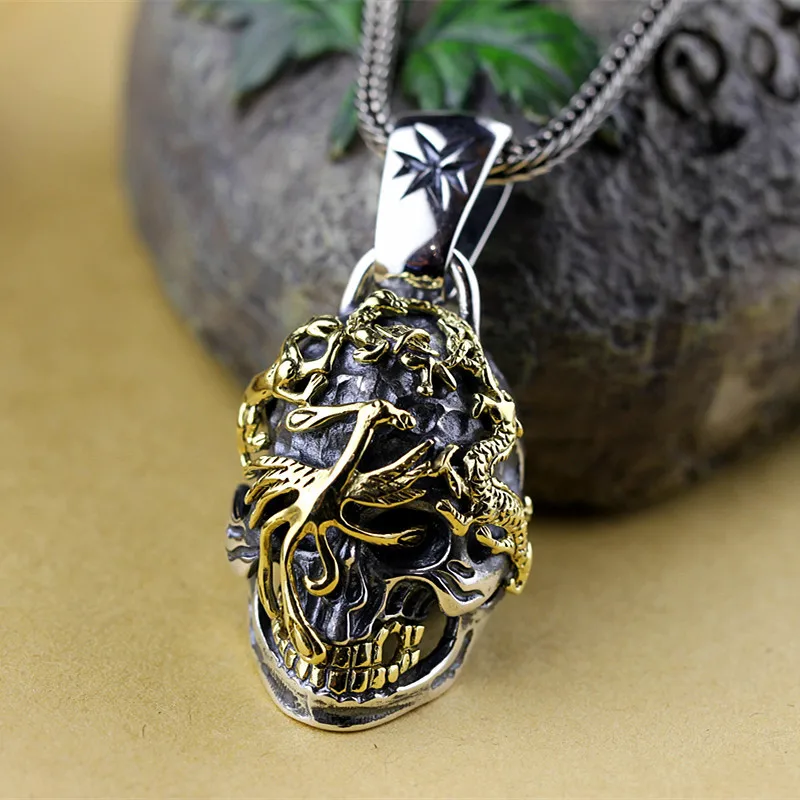 

KJJEAXCMY S925, sterling pure silver men's Silver Plated Jewelry personality Skull Pendant FREE SHIPPING