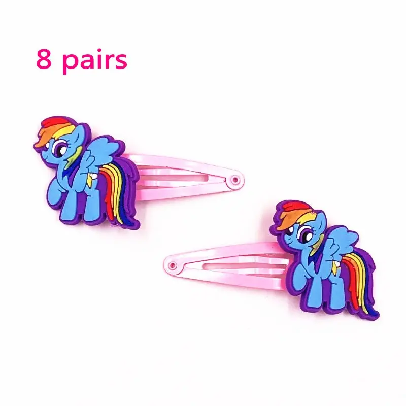8 пар = 16 шт. My Little Horse baoli poni Единорог заколки для волос для девочек заколка для волос с рисунком 5 см BB заколки для волос аксессуары для волос Головные уборы