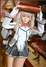 Nueva Kantai Colección Cos Cosplay de Halloween Kashima Primavera Y Otoño Ropa Conjunto Completo Diario (Top + Falda + Escudo + sombrero + Guantes)